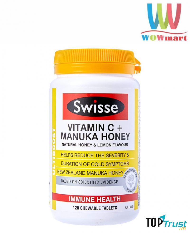 Viên nhai tăng sức đề kháng Swisse Vitamin C + Manuka Honey 120 viên: