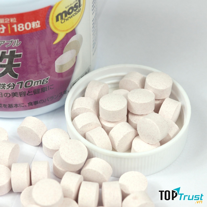 Viên sắt Acid Folic orihiro Most Chewable Iron Nhật Bản bổ sung hàm lượng sắt cần thiết cho cơ thể phụ nữ trong giai đoạn mang thai