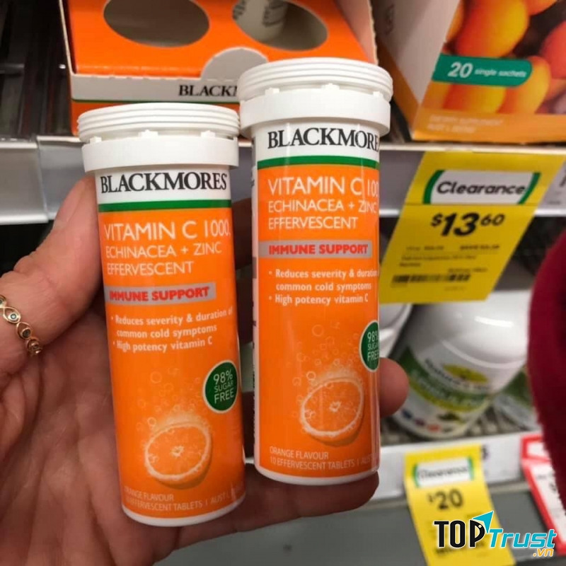 Blackmores Vitamin C 1000, Echinacea + Zinc sủi bọt