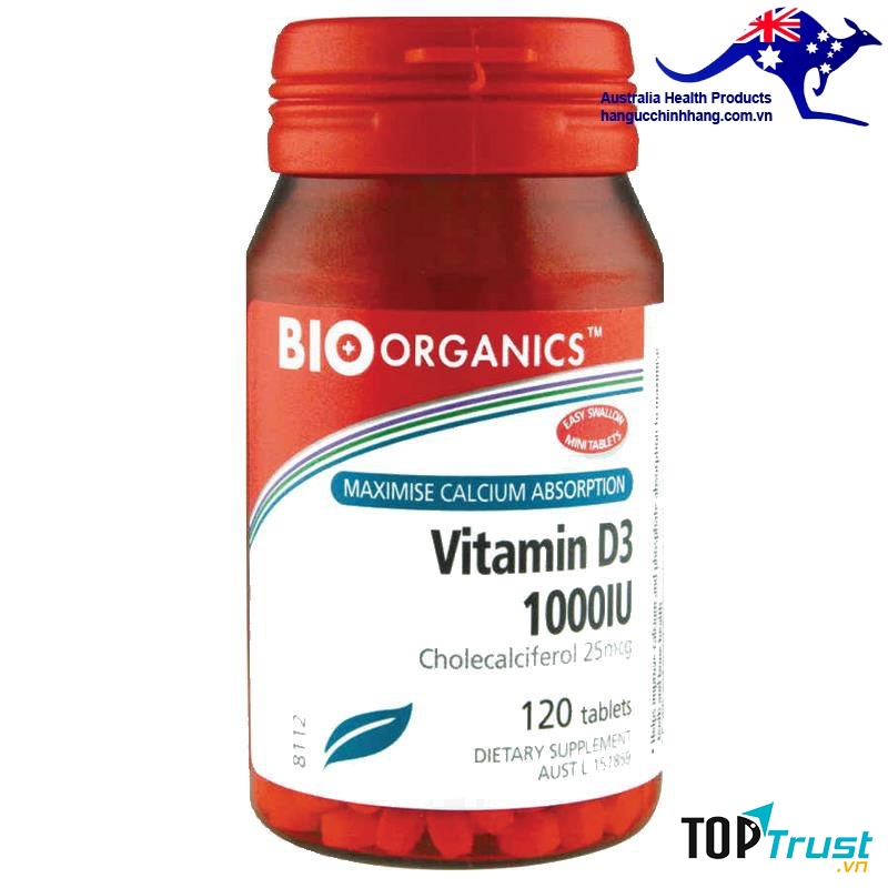 Viên Uống Bổ Sung Vitamin D3 1000IU của Bio-Organics 120 viên