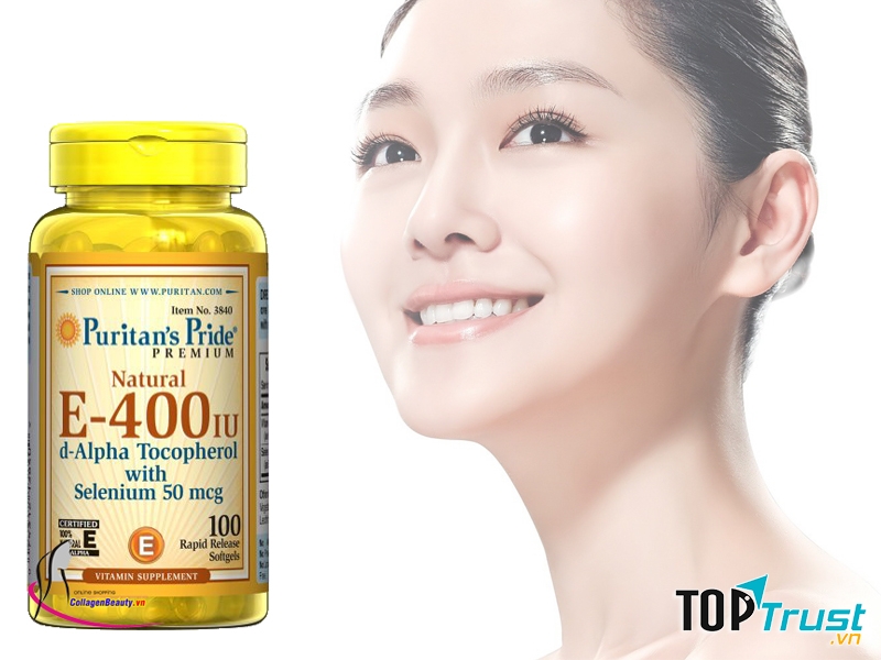 . Viên uống bổ sung Vitamin E 400IU Selenium 50 mcg giúp tăng cường hệ thống miễn dịch, bồi bổ hệ thần kinh, giúp tăng cường trí nhớ, làm trắng, đẹp da & chống lão hóa.