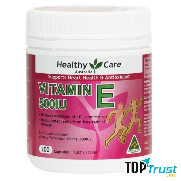 ﻿Viên uống bổ tim và chống lão hóa Healthy Care Vitamin E 500IU: