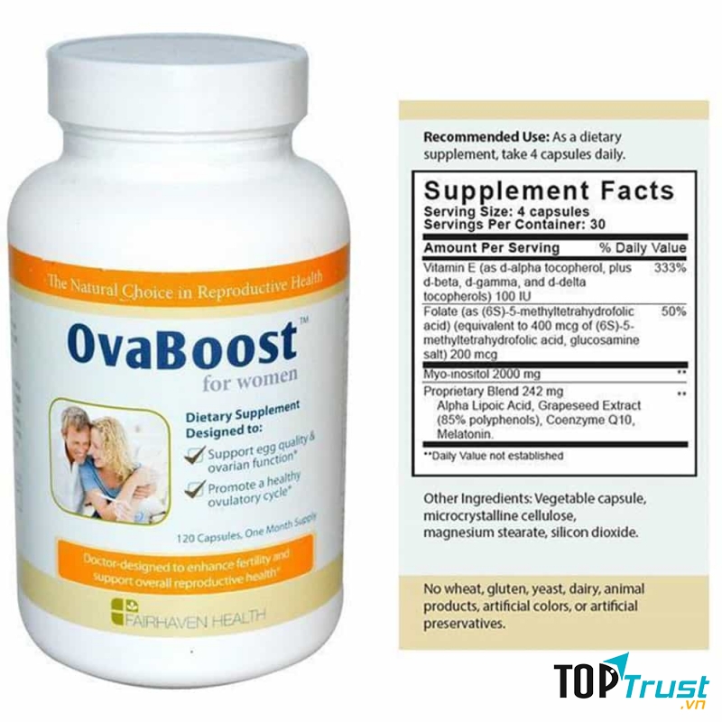 Viên uống hỗ trợ chức năng buồng trứng FairHaven Health OvaBoost for Women 120 viên