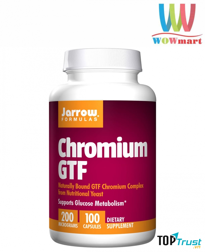 Viên uống hỗ trợ trị bệnh tiểu đường Jarrow Chromium GTF 200mcg 100 viên