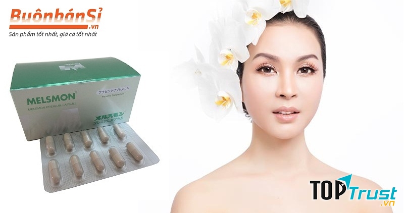Viên Uống Nhau Thai Melsmon Premium Capsule:  Tái tạo tế bào da, giúp da căng mịn, sáng hồng và trẻ hóa, kích thích tăng sinh collagen và elastin tự thân, tăng sức đàn hồi cho da.
