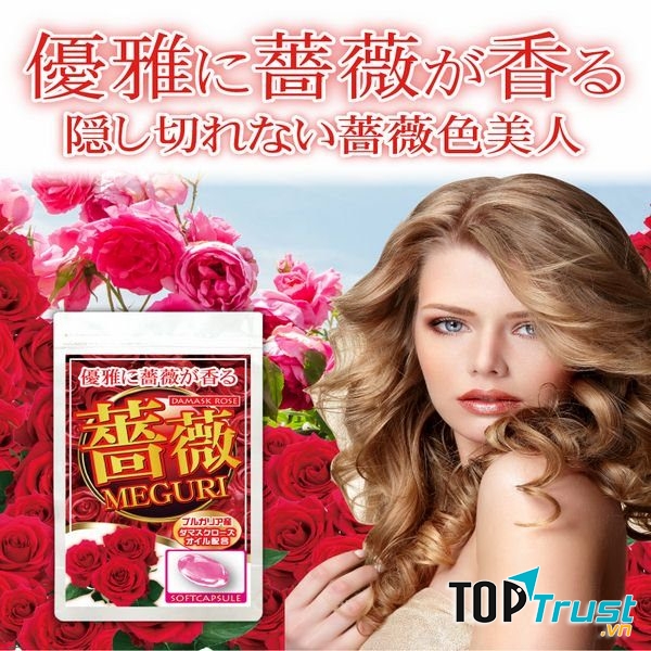 Thuốc uống làm thơm cơ thể dưỡng da Rose Meguri Nhật Bản