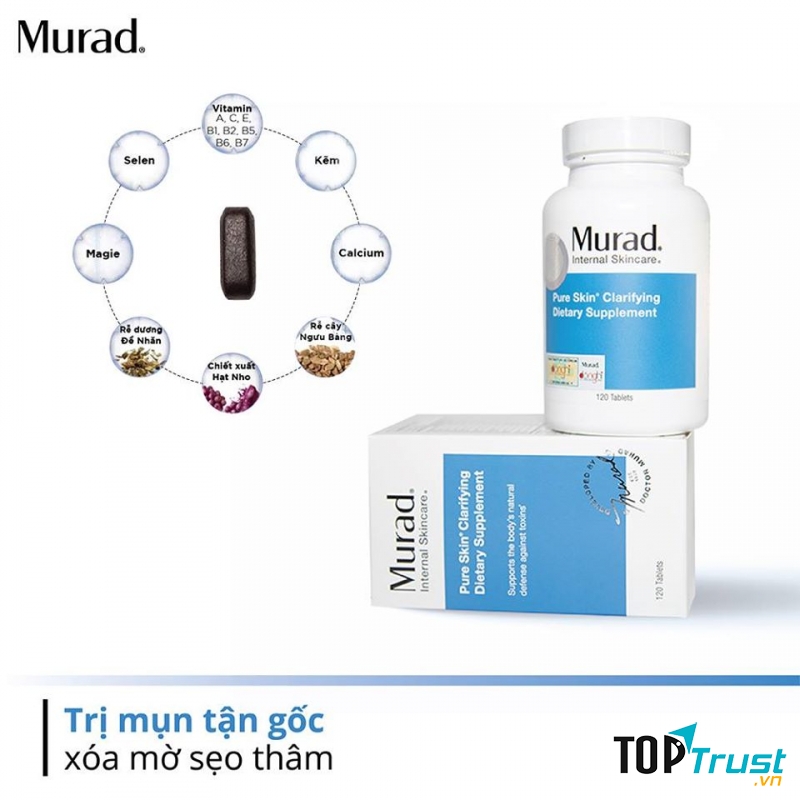 Viên uống trị mụn Murad Pure Skin Clarifying Dietary Supplement