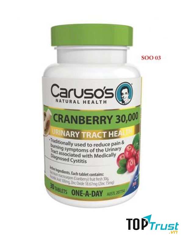 Viên uống trị nhiễm trùng tiết niệu Cranberry Complex Caruso 30.000