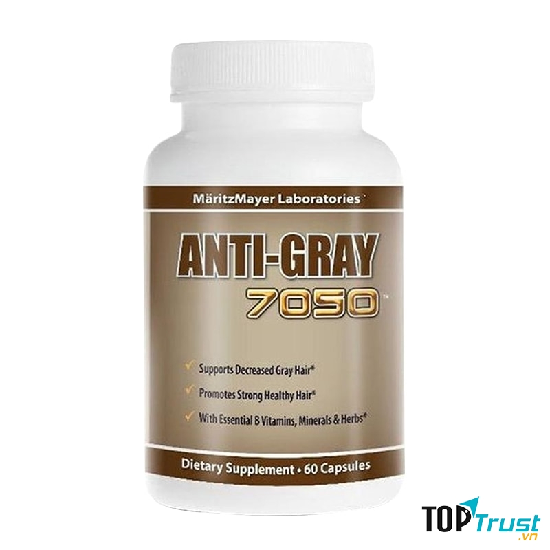 Viên uống trị tóc bạc sớm Super Anti Gray Hair 7050 hộp 60 viên Mỹ