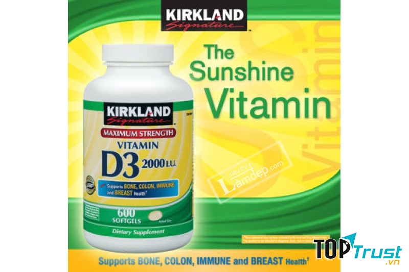 Viên Uống Vitamin D3 2000 IU Kirkland Signature (600 Viên)