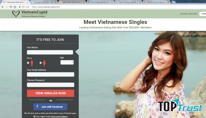Bước đầu tiên khi muốn tham gia vietnamcupid.com là đăng ký thành viên