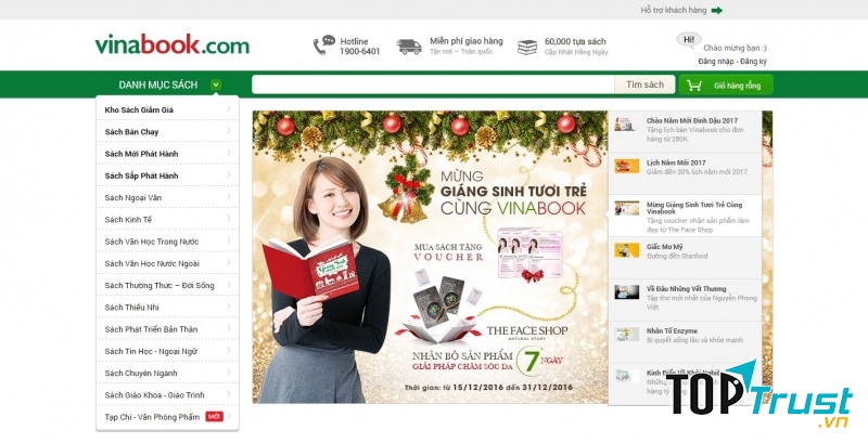 Giao diện website của Vinabook