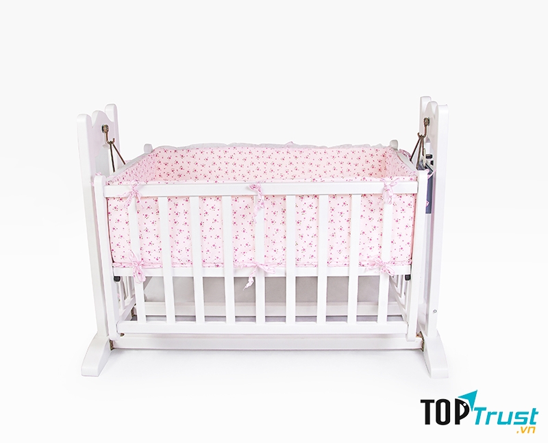 VINANOI VNN301T - Nôi điện tự động 4 trong 1 gỗ thông màu trắng cho bé