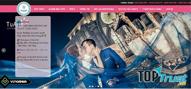 Thiết kế web ảnh viện áo cưới TUART