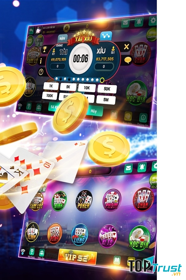 V.I.P VQMM được trang bị đầy đủ các game bậc nhất được yêu thích hiện nay