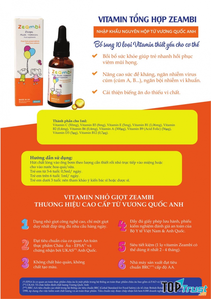 Vitamin tổng hợp Zeambi từ Anh Quốc