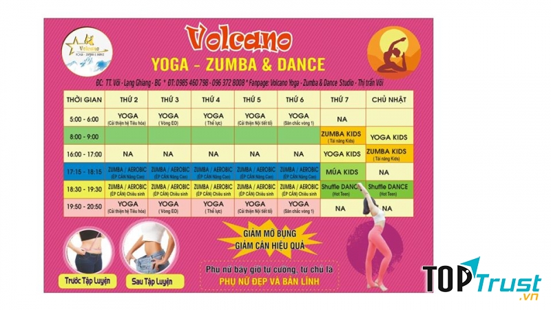 Lịch tập tại Volcano Yoga - Zumba & Dance Studio