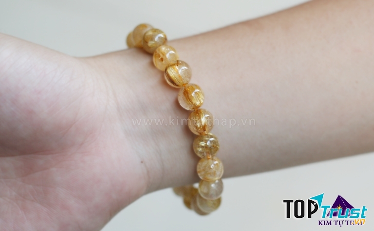 Vòng tay đá phong thủy thạch anh vàng