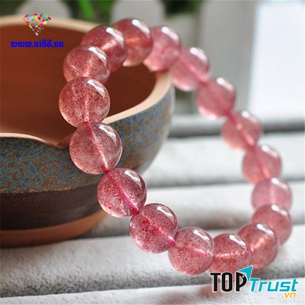 Vòng tay đá thạch anh dâu tây