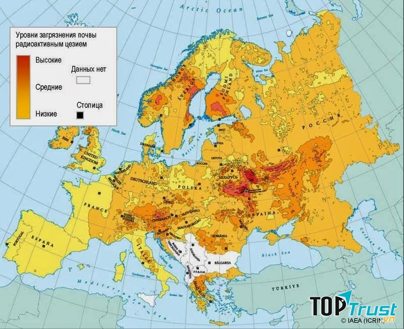 Phạm vi ảnh hưởng của vụ nổ hạt nhân ở Chernobyl
