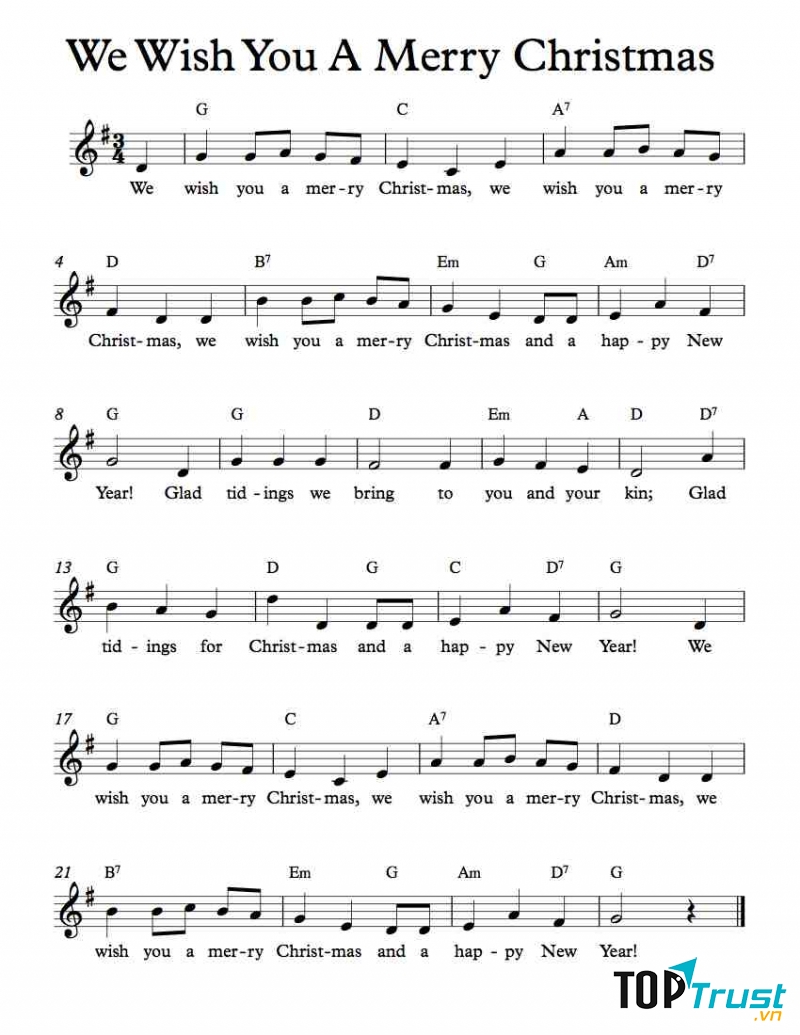 lời bài hát We Wish You A Merry Christmas