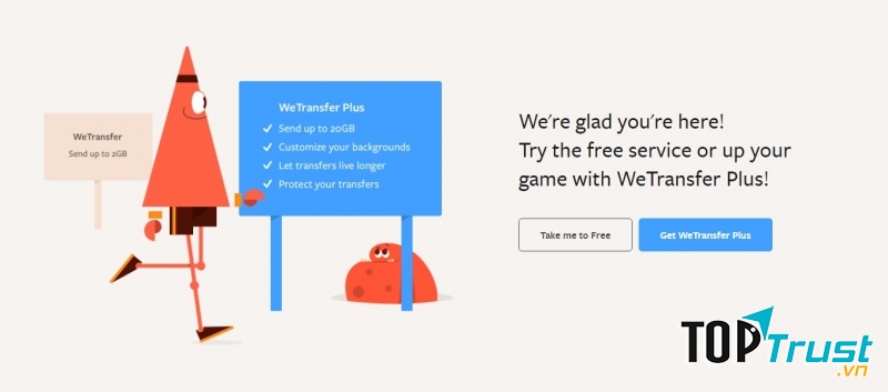Giao diện của WeTransfer