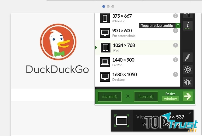 Window resize cho phép bạn tùy chỉnh kích thước trình duyệt phù hợp trên điện thoại, Ipad, Laptop, ...