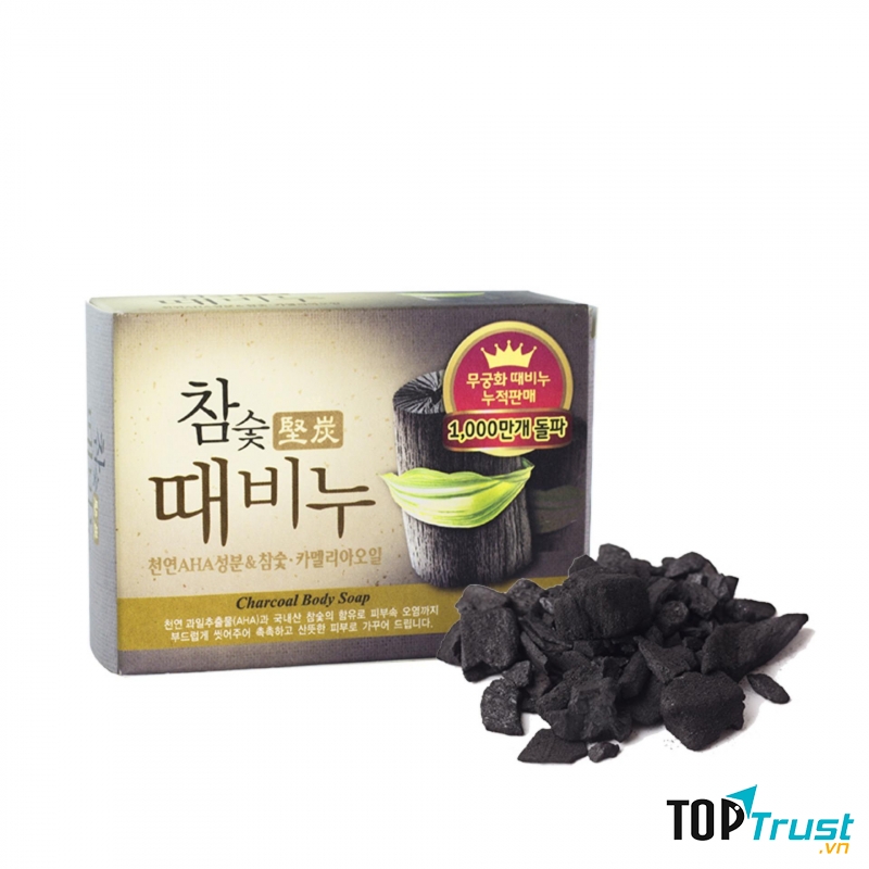 Xà bông tắm than hoạt tính tẩy da chết, trị thâm Mukunghwa Charcoal Body Soap