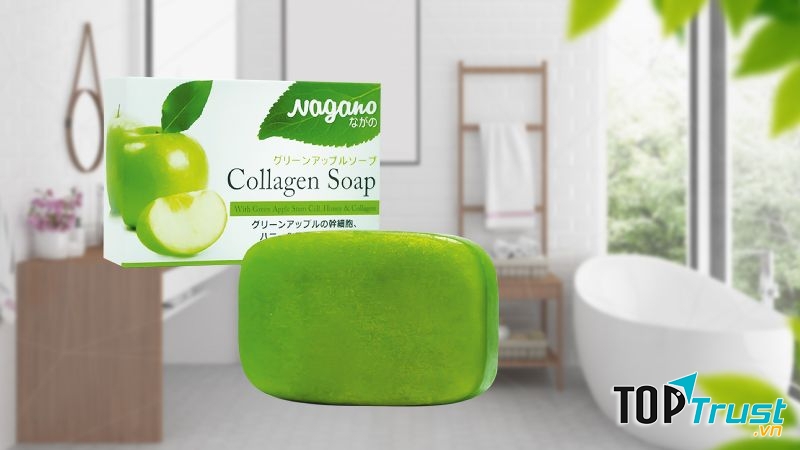 Xà phòng rửa mặt chiết xuất táo xanh và collagen Nagano Green Apple Collagen Soap