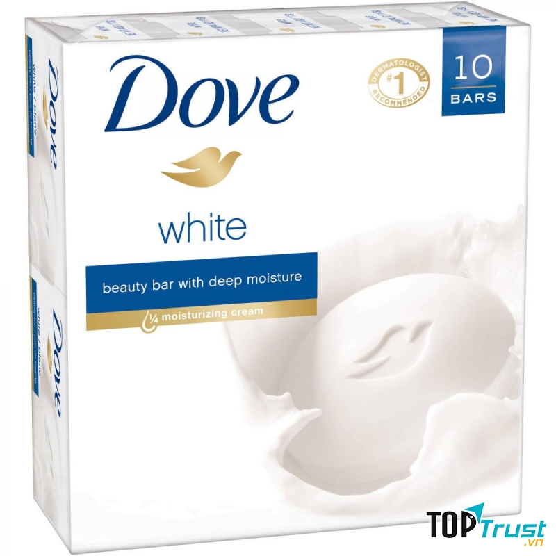 Xà phòng tắm Dove nhẹ nhàng lấy đi bụi bẩn, tạp chất, vi khuẩn và dầu nhờn trên da, trả lại làn da sạch sẽ, tươi mới.