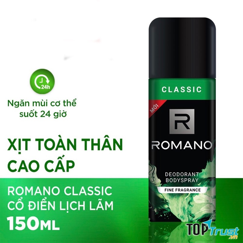 Xịt khử mùi toàn thân Romano Classic
