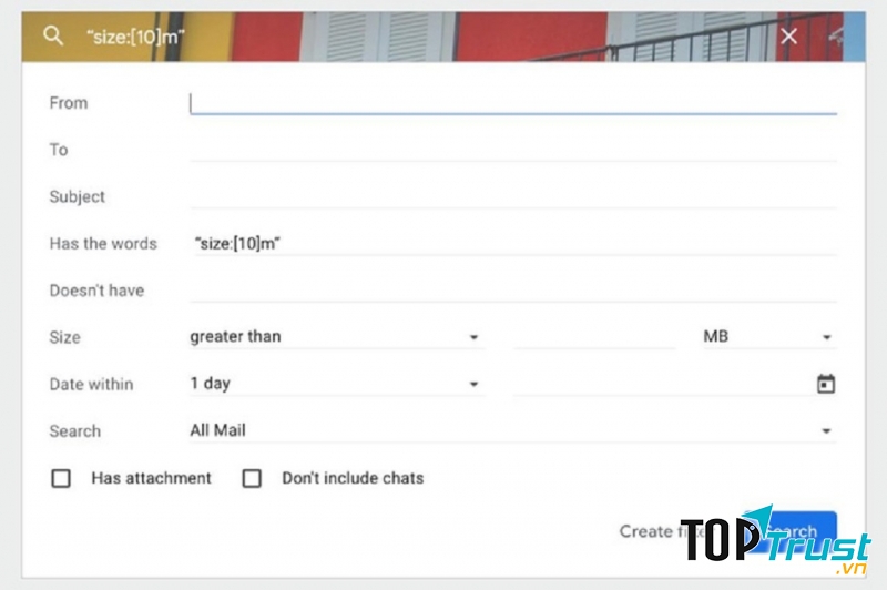 Xóa các email chiếm nhiều dung lượng