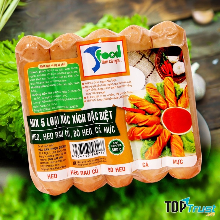 5 loại xúc xích đặc biệt có trong 1 gói.