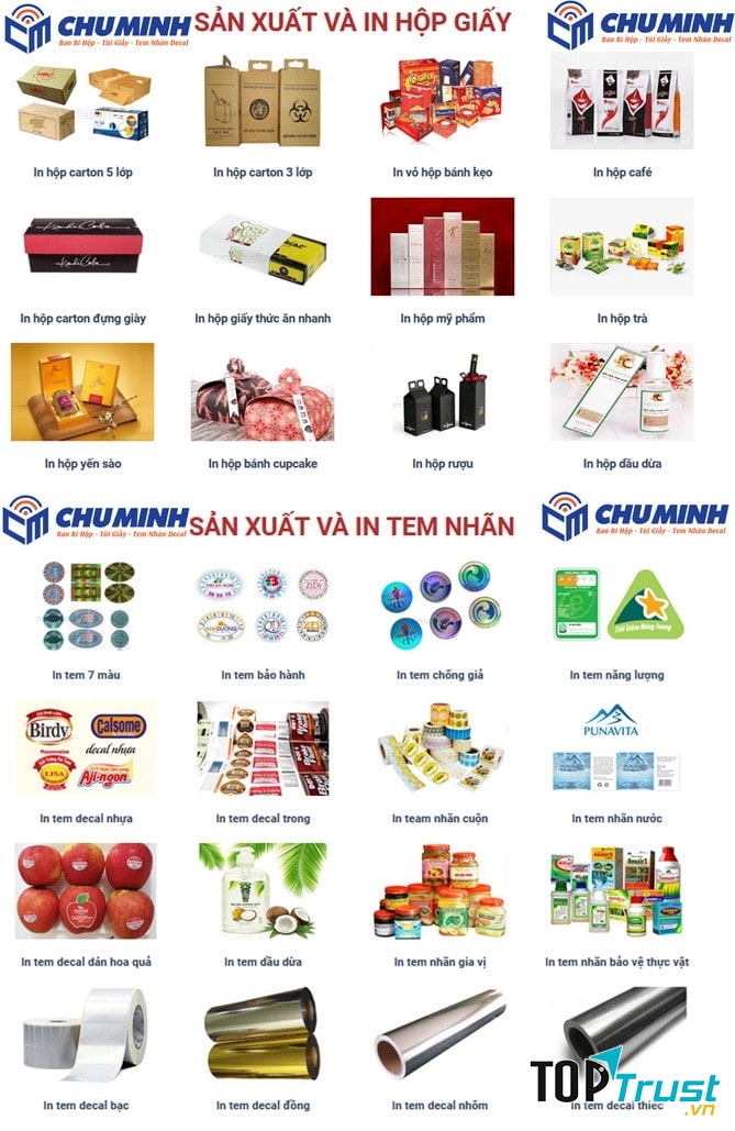 Xưởng in ấn Chú Minh: Chuyên làm gia công decal tem nhãn mác & bao bì túi hộp giấy ở HCM