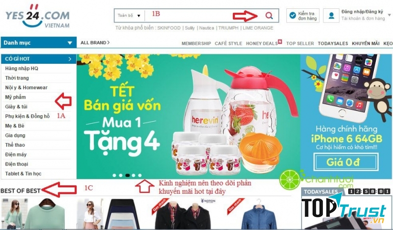 Website của Yes 24