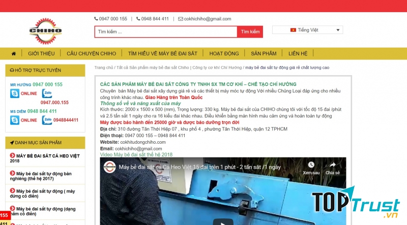 Công ty cung cấp máy cắt, uốn sắt chất lượng và uy tín ở TP. HCM