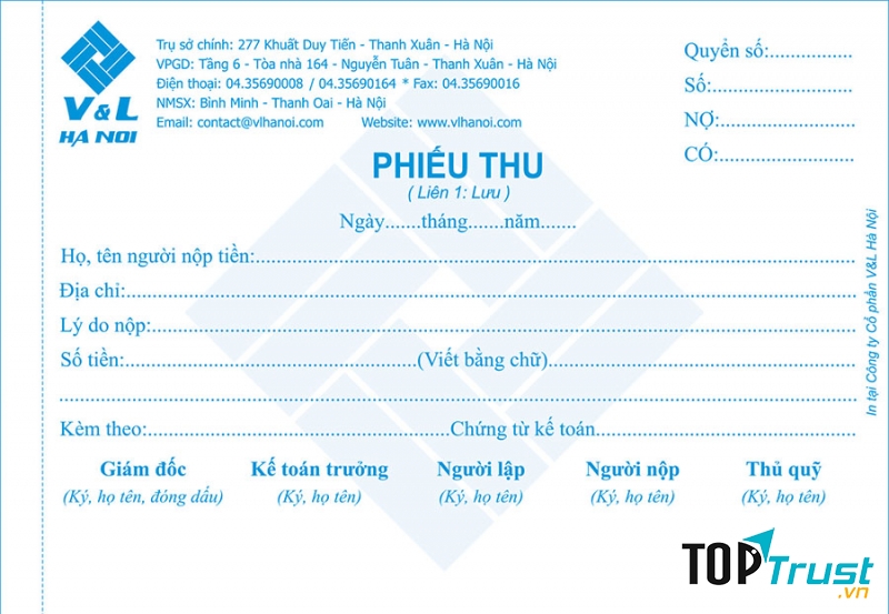 Dịch vụ in phiếu thu chi giá rẻ và uy tín tại Đà Nẵng