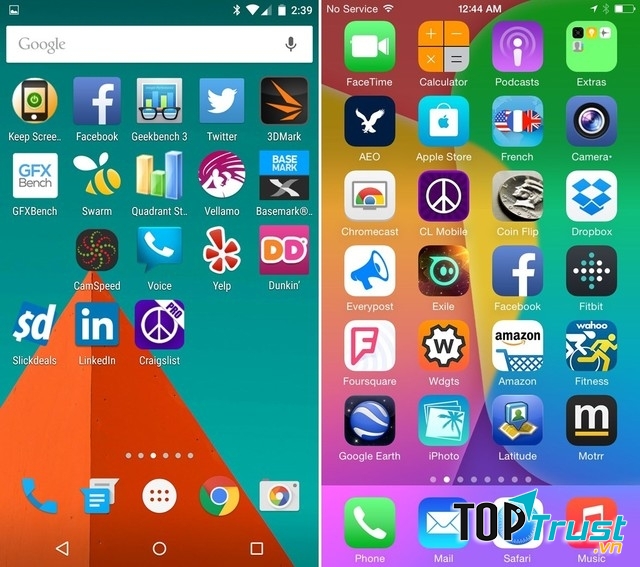 Sự khác biệt cơ bản giữa hệ điều hành iOS và Android