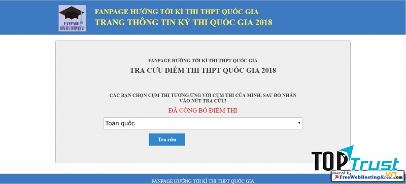 Trang web tra cứu điểm thi thpt 2018